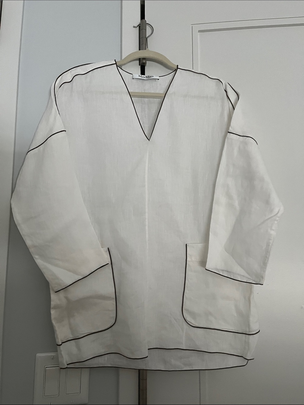 MaxMara Cream Tunic with Black Piping Trim